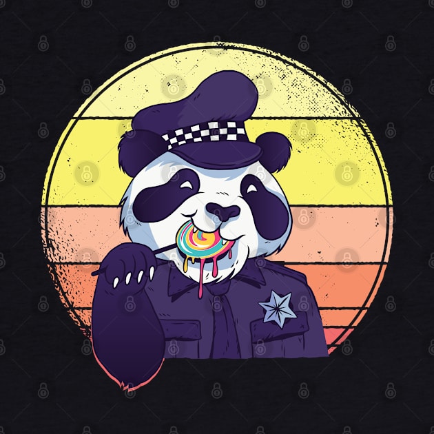 Panda Bear Policeman Lollipop Retro by tobzz